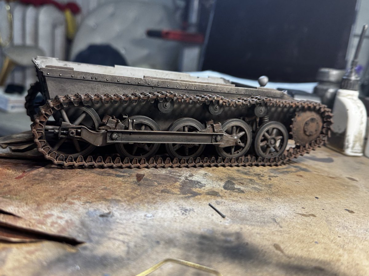 PopeOfPlastic's tweet photo. Panzer 1 update, tracks completed! What a royal pain! Hopefully that was the hardest part! #armor #tank #WW2 https://t.co/5ZP603mA7A