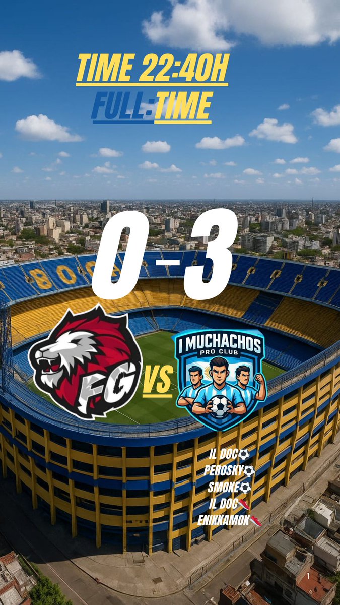 — —🏆5’GIORNATA CPG🏆— —
📣FULL-TIME📣

❤️🤍 FUORIGROTTA FC 0-3 I MUCHACHOS🤍🩵

A SEGNO PER NOI:
PEROSKY⚽️
SMOKE⚽️
IL DOC⚽️
PEROSKY👟
ENIKKAMOKK👟

CI RICONFERMIAMO UN ALTRA VOLTA TRA LE MIGLIORI CANDIDATE PER VINCERE,PARTITA DOPO PARTITA LO DIMOSTREREMO SEMPRE DI PIÙ,BAMONOS🇦🇷