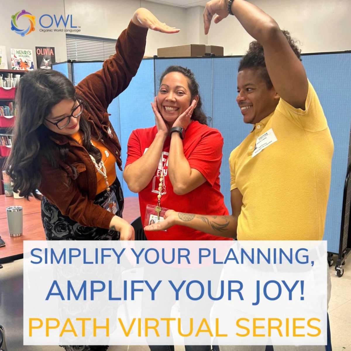 OWLanguage's tweet image. Simplify Your Planning. Amplify Your Joy!
The OWL PPATH Series gives you a clear, practical framework to plan with ease, build community, stay in language, while keeping the joy alive in your clsrm! 💛

Join us for this five-session virtual journey! owlanguage.com/events