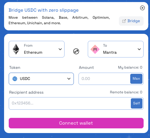 Excited to try this out.

Gonna use <a href="/hyperlane/">Hyperlane ⏩</a> to bridge USDC over so I can buy my fractional Spanish villa on <a href="/elevexai/">ΞleveX</a> 

$OM-ly on $MANTRA