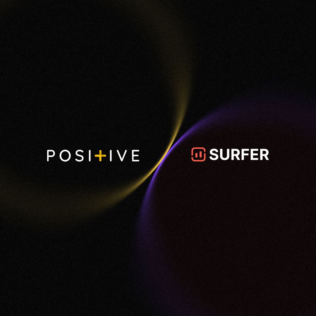 positive_surfer's tweet photo. Exciting times ahead! 

Surfer joins Positive to accelerate innovation in AI search optimization and beyond. 

Hey, marketers! You’ve now got even more ways to grow! https://t.co/2czgwElFLZ