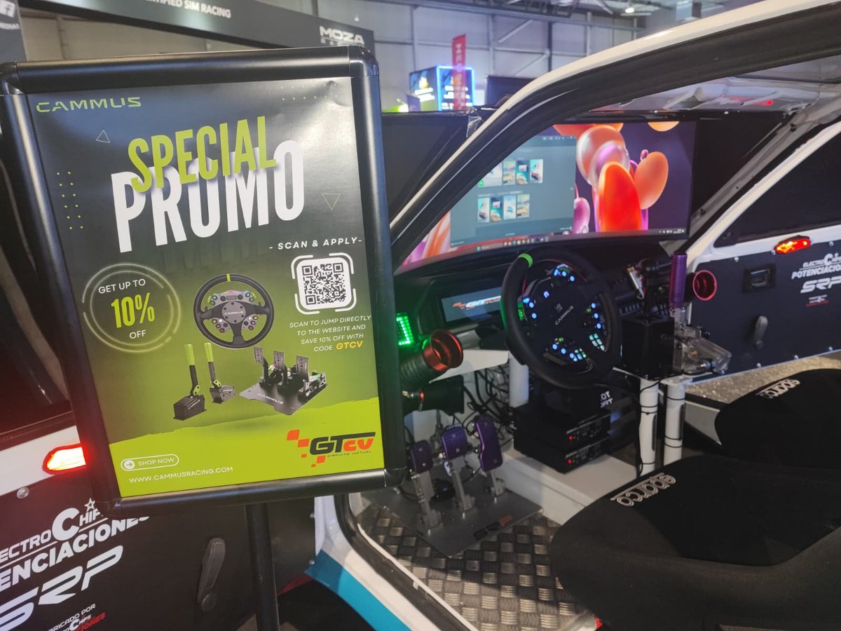 KenLincammus's tweet image. The CAMMUS racing simulator at the exhibition is absolutely captivating! 🤩 Every detail, from the steering wheel to the pedals and handbrake, exudes professionalism ✨, delivering an ultra-realistic racing experience. #CAMMUS #RacingTech #MustSeeAtExhibition #Simracing #Racing