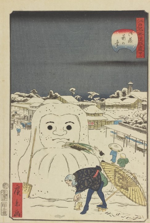 江戸時代の雪だるま。その名前の通り「達磨（だるま）」の形をしてい