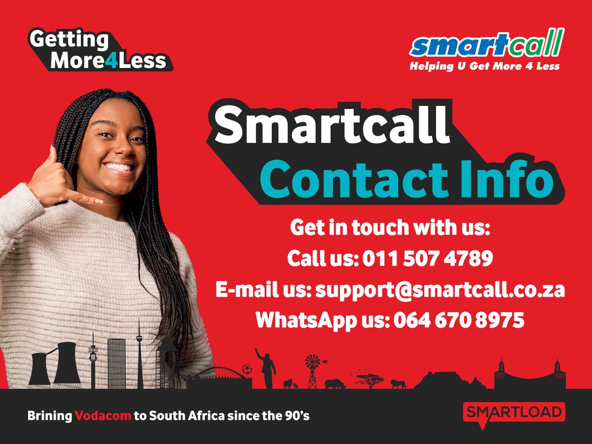 SmartcallVSP2's tweet image. Contact us for SmartRICA and Smartload. Call 📷: 011 5074 7777 WhatsApp: 0646708975 

Email: support@smartcall.co.za  Learn more about Smartcall here: smartcall.co.za 

#GetMore4Less
