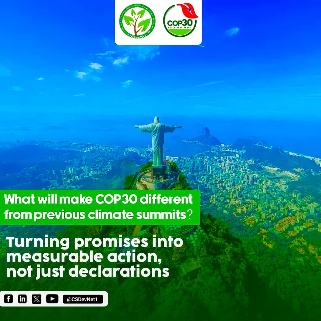 CSDevNet1's tweet image. What will make #COP30 different? 🌍
Turning promises into measurable actions, not just declarations.
This is the decade of accountability, not excuses. 💪🌱
#ClimateAction #COP30 #Sustainability #ClimateJustice