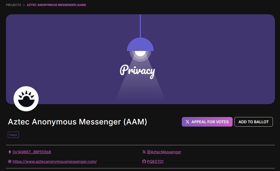 Aztec Anonymous Messenger tweet media