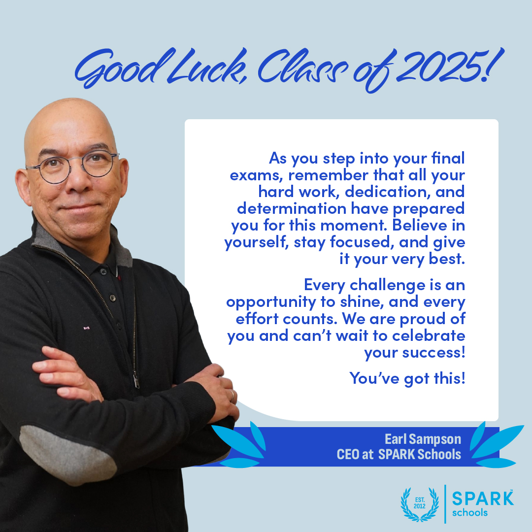 As the matric exams begin, our CEO, Earl Sampson, shares a few words of encouragement to the Class of 2025.

Believe in yourself, stay focused and give it your best, you’ve got this!