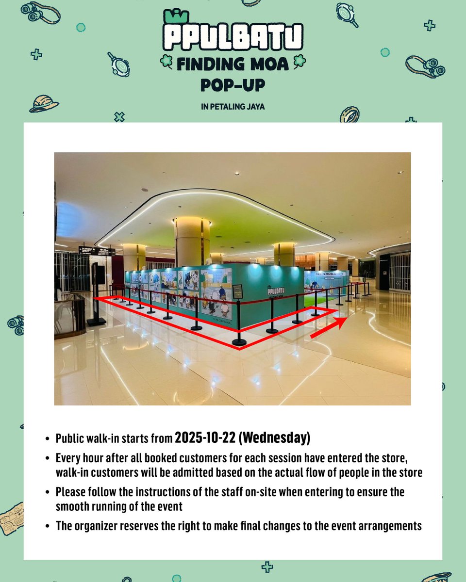 PPULBATU &lt;FINDING MOA&gt; POP-UP IN PETALING JAYA
 <a href="/TXT_bighit/">TXT OFFICIAL</a> 

🔔𝐏𝐔𝐁𝐋𝐈𝐂 𝐖𝐀𝐋𝐊-𝐈𝐍 𝐀𝐑𝐑𝐀𝐍𝐆𝐄𝐌𝐄𝐍𝐓🔔
Hello guys, on-site queuing will begin tomorrow! Please follow the rules shown in the image.
*For safety, please cooperate with the staff when you enter. Be sure to