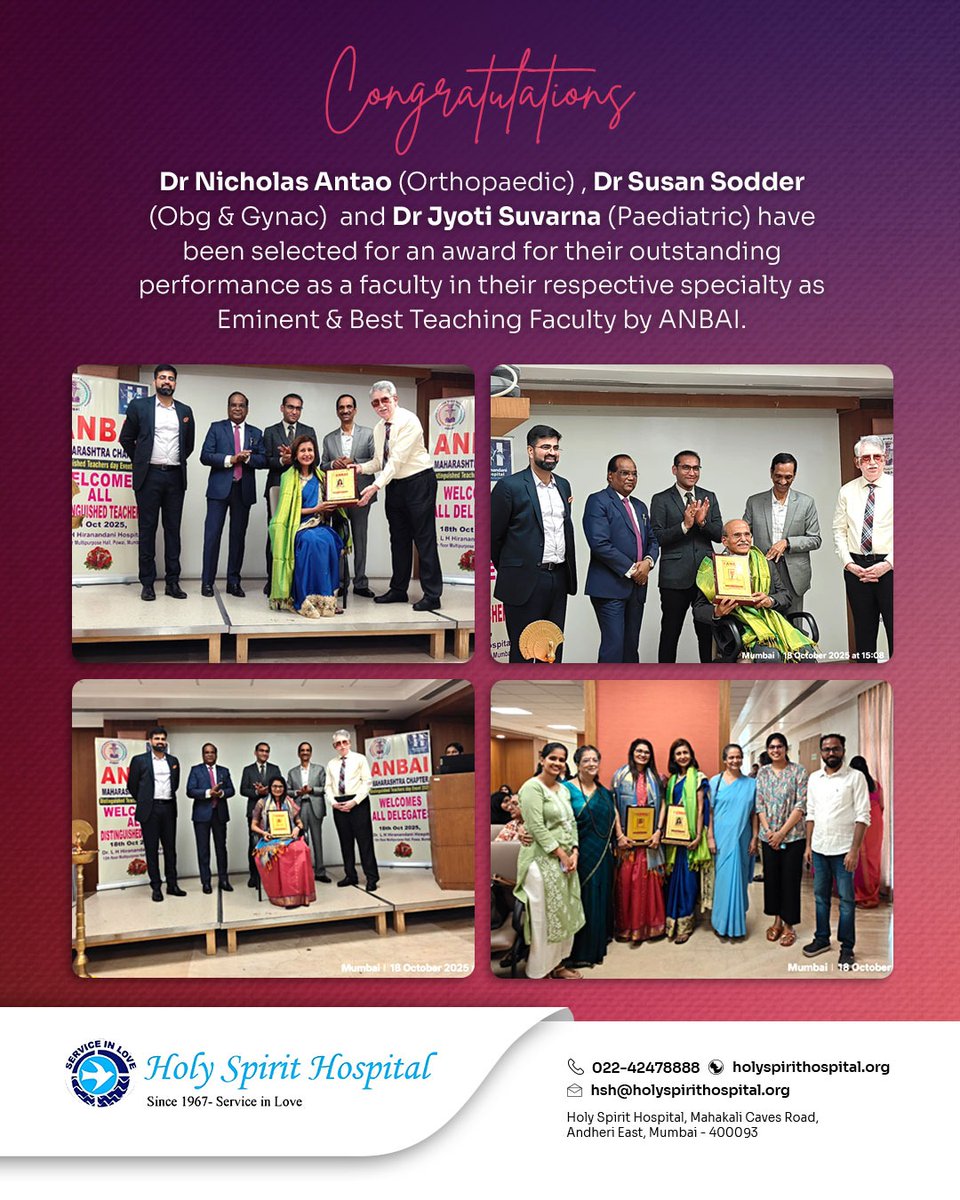 Proud moment! 🏆 Congratulations to our doctors honoured by ANBAI as Eminent &amp; Best Teaching Faculty. Your dedication to healing and teaching defines Service in Love. 👏

#ANBAI #MedicalExcellence #TeachingFaculty #ProudMoment