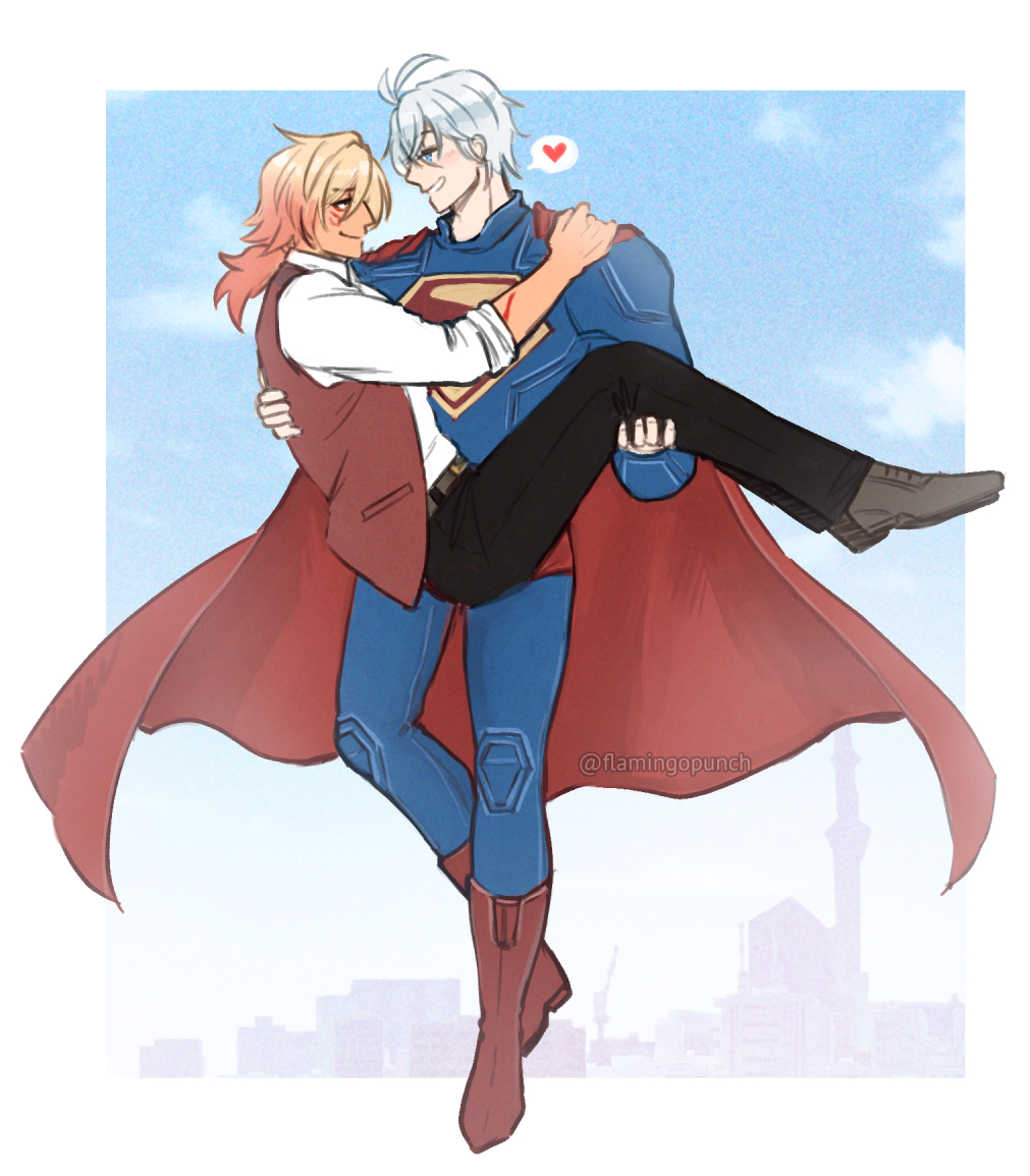 flamingopunch's tweet image. #phaidei superman AU doodle