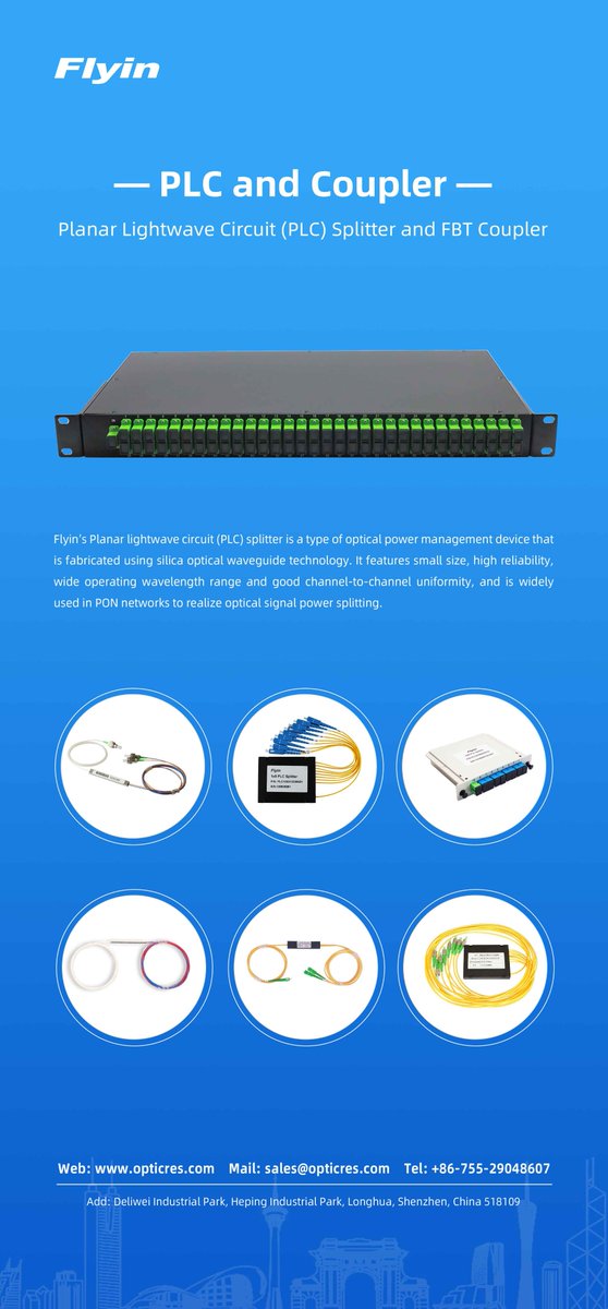 At Flyin, we specialize in the R&amp;D and manufacturing of a complete range of ​​Planar Lightwave Circuit (PLC) splitters​​ and ​​Fused Fiber Couplers​​. opticres.com