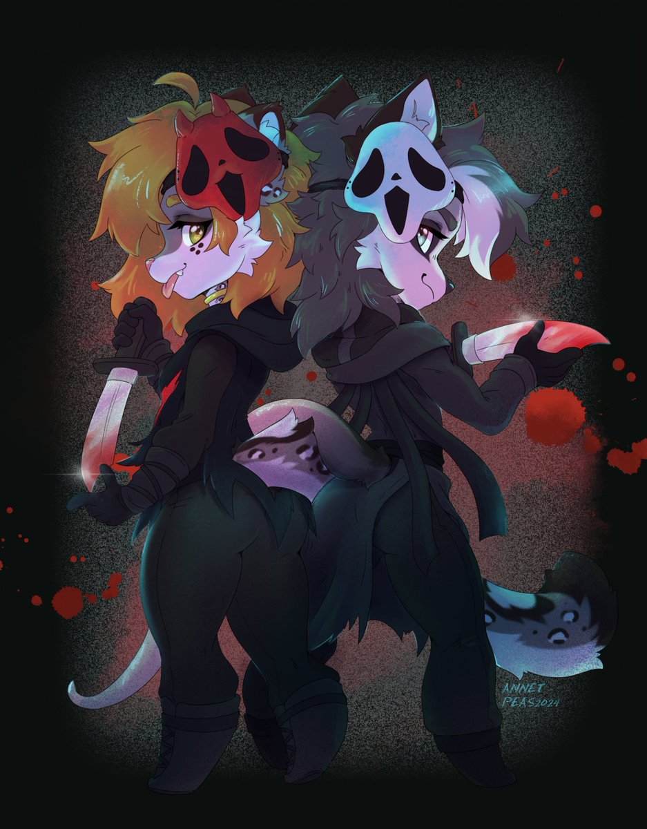 "The night assists me, and it's endless here."

I'm slowly resurrecting the page, and this is an art from last year where  <a href="/_Ruddi___/">rudy 🔪🌿COMMS CLOSED</a> and I are two Ghostfaces! &lt;3