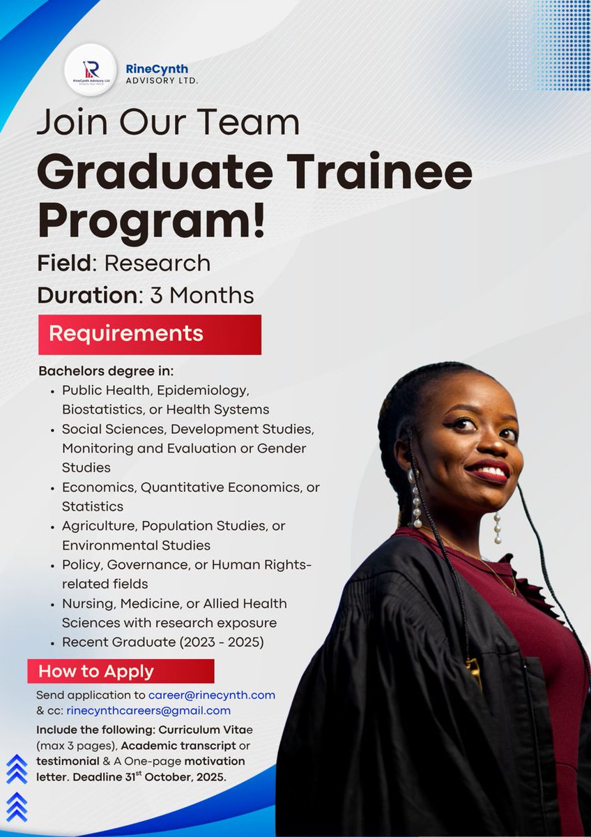 We're hiring Graduate Trainees in Research!
Gain Practical research experience and grow your career with us.
👉 For more details, Check out the link  below 

drive.google.com/file/d/1MEOtCv…