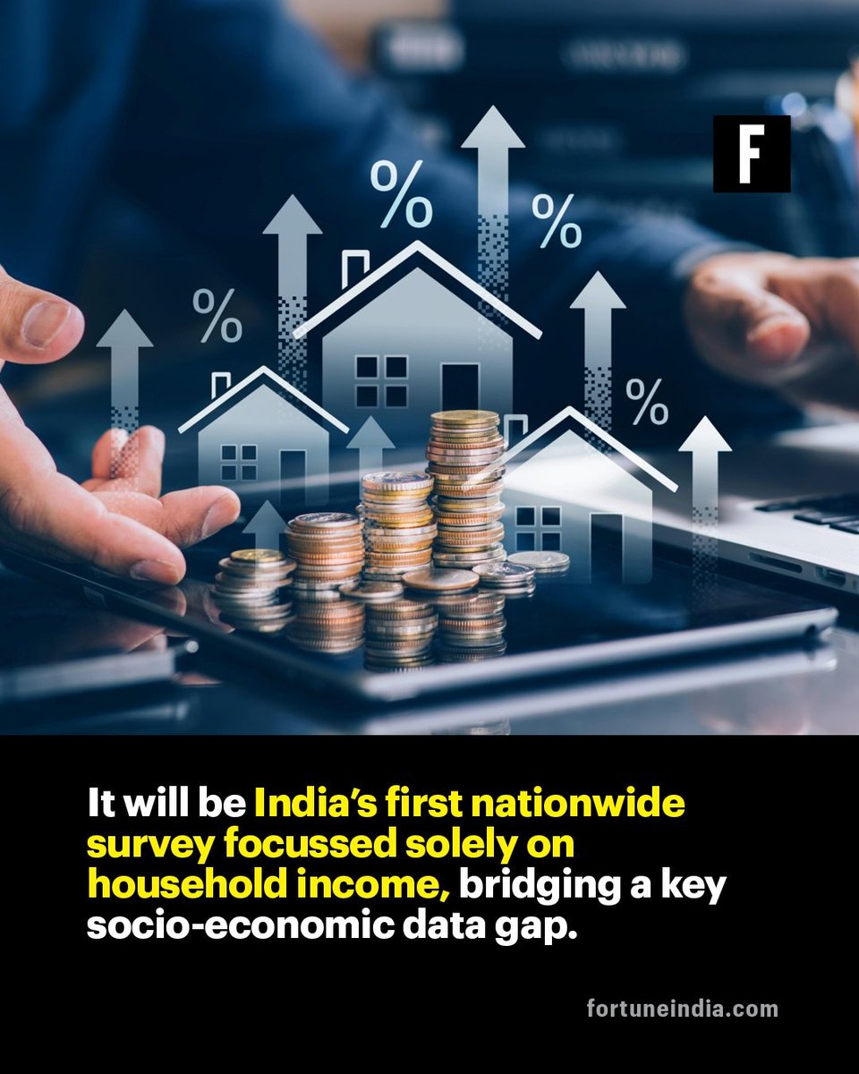 FortuneIndia's tweet image. India is set to launch its first-ever National Household Income Survey (NHIS) in February 2026 — a milestone move to bridge a crucial socio-economic data gap. 
#NHIS2026 #DataForDevelopment #EconomicSurvey #IndiaGrowthStory #SocioEconomicInsights