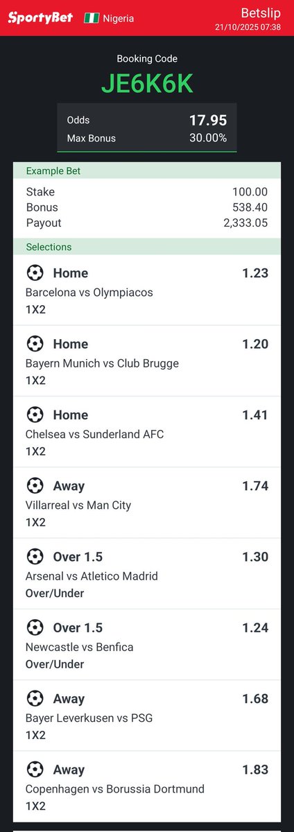 simon10mpler's tweet image. Hey check out the bet I just placed on Sportybet! sportybet.com/ng/?shareCode=…