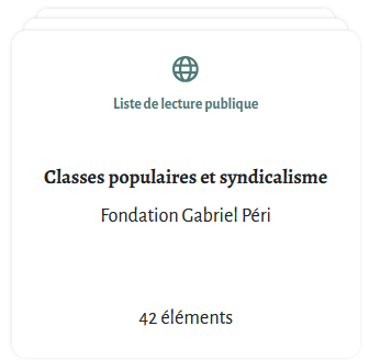 Liste de lecture "Classes populaires et syndicalisme". Une bibliographie de 42 titres pour éclairer la question, disponible sur <a href="/Cairninfo/">Cairn.info</a>
shs.cairn.info/liste-lecture/… 
IHS CGT 
Institut de recherche de la FSU 
Fondation Gabriel Péri 
<a href="/LaPenseeRevue/">Revue La Pensée</a>