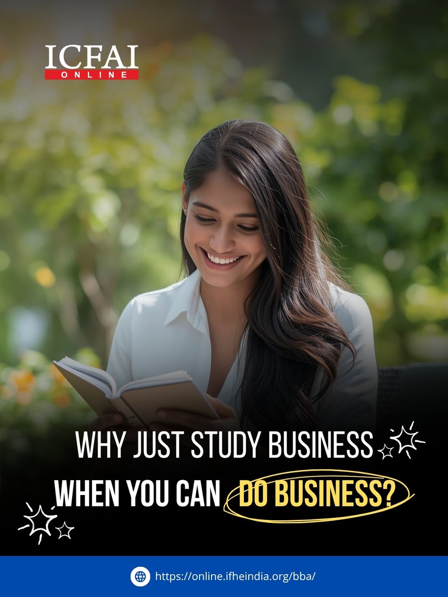 IcfaiOnline's tweet photo. Why just study business when you can DO business?
Explore more: https://t.co/ueSfrlKJ4m
#icfaionlinebba #businessinaction #FlexibleLearning #onlineuniversity #RealWorldExperience #StudyAndWork #ManagementSkills #BBA #onlinelearning #onlineeducation #BusinessEducation https://t.co/FvD0u0LYdD