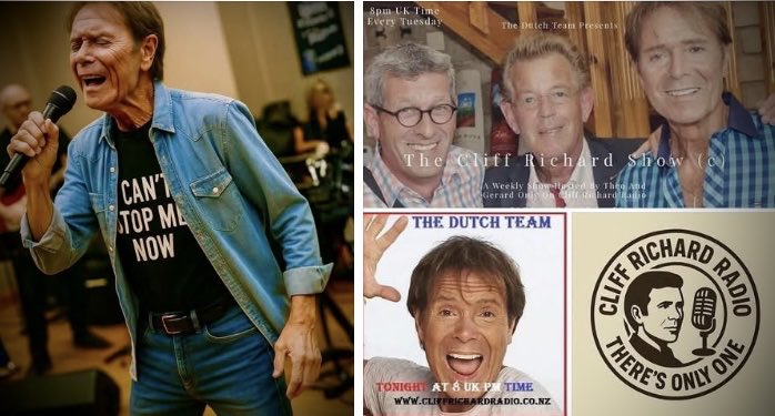 CRR- The World’s Only Cliff Richard Radio Station with The Cliff Richard Show©️ is unstoppable after 12 and 11 years, respectively! 

See you tonight from 8 p.m. UK time on The Dutch Team, for example, via the Audials and Get Me In Radio apps or our trusted stream.

Gerard &amp; Theo