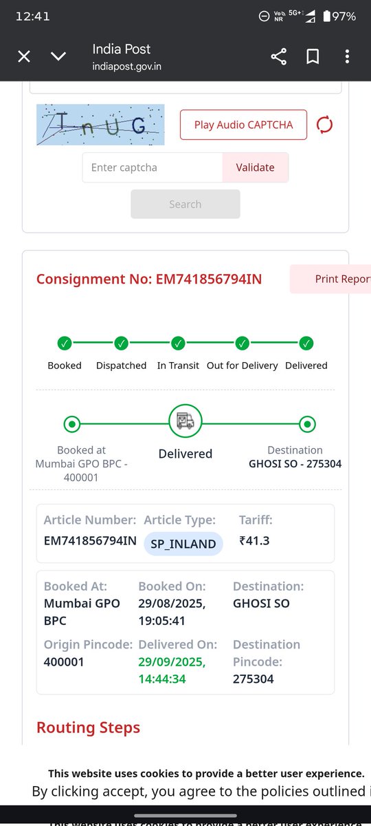 <a href="/IndiaPostOffice/">India Post</a> <a href="/JM_Scindia/">Jyotiraditya M. Scindia</a>
My Speed Post EM741856794IN, booked on 29/08/2025 from Mumbai GPO to Mau (275304), was wrongly shown Delivered at Mumbai GPO on 29/09/2025. No response to complaint yet!
Is this the efficiency of India Post? Need urgent action! ~ RAMASHISH YADAV