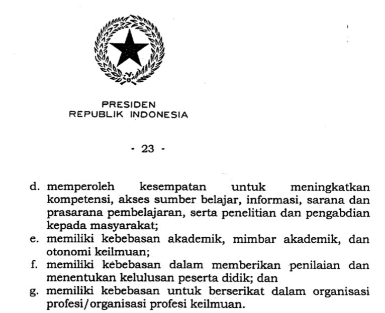 aparatur_spill's tweet photo. Beliau berdua tuh bukan hanya PNS, tetapi PNS Dosen, artinya melekat pula hak dosen sebagaimana UU Guru dan Dosen, dan salah satu haknya di pasal 51 ayat 1e: https://t.co/PKvCKMzaMK