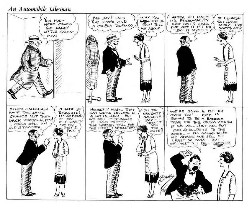 "An Automobile Salesman" (1928) #ClareBriggs