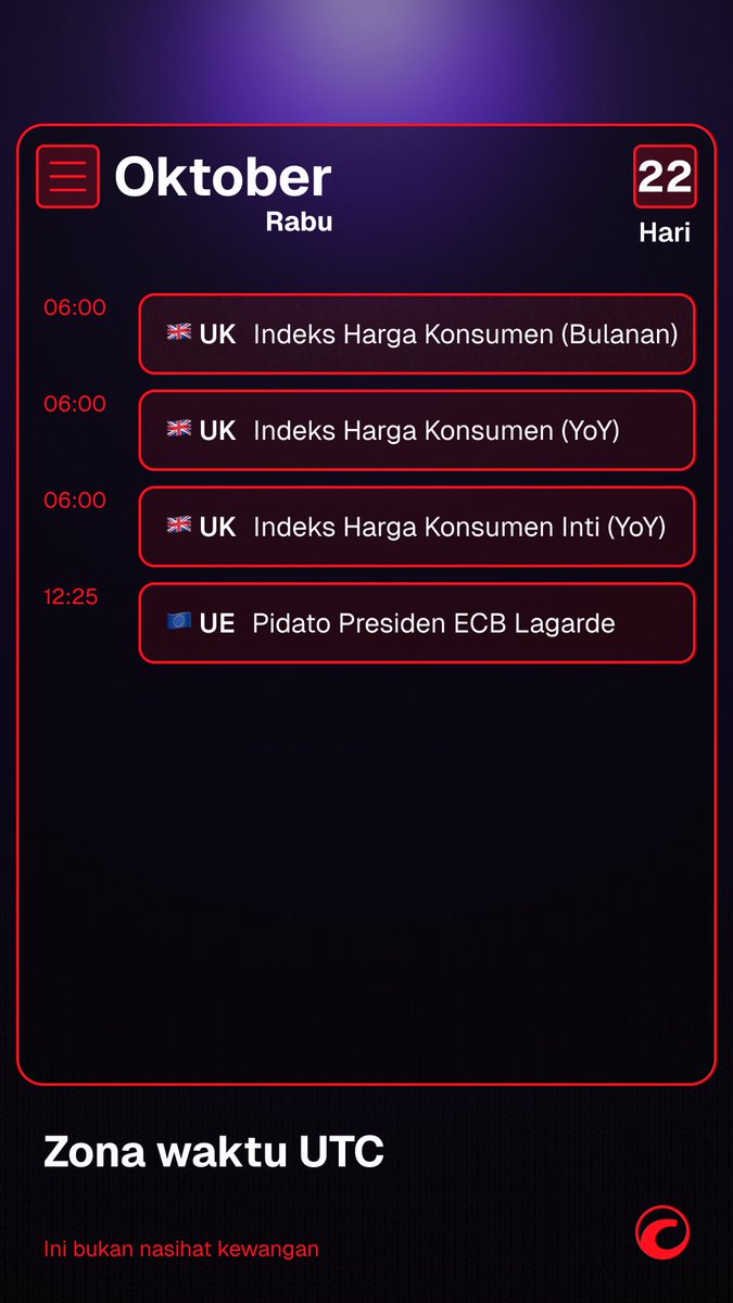 ctrader_id's tweet image. 📅 Yang Akan Datang – Kalender Ekonomi: 20–24 Okt 2025 (bagian 1)
Pasar global memasuki minggu yang padat dipenuhi data pertumbuhan, inflasi, dan PMI yang dapat mengubah sentimen menjelang November.
Traders First™
#cTrader #KalenderEkonomi #MingguTrading #Forex