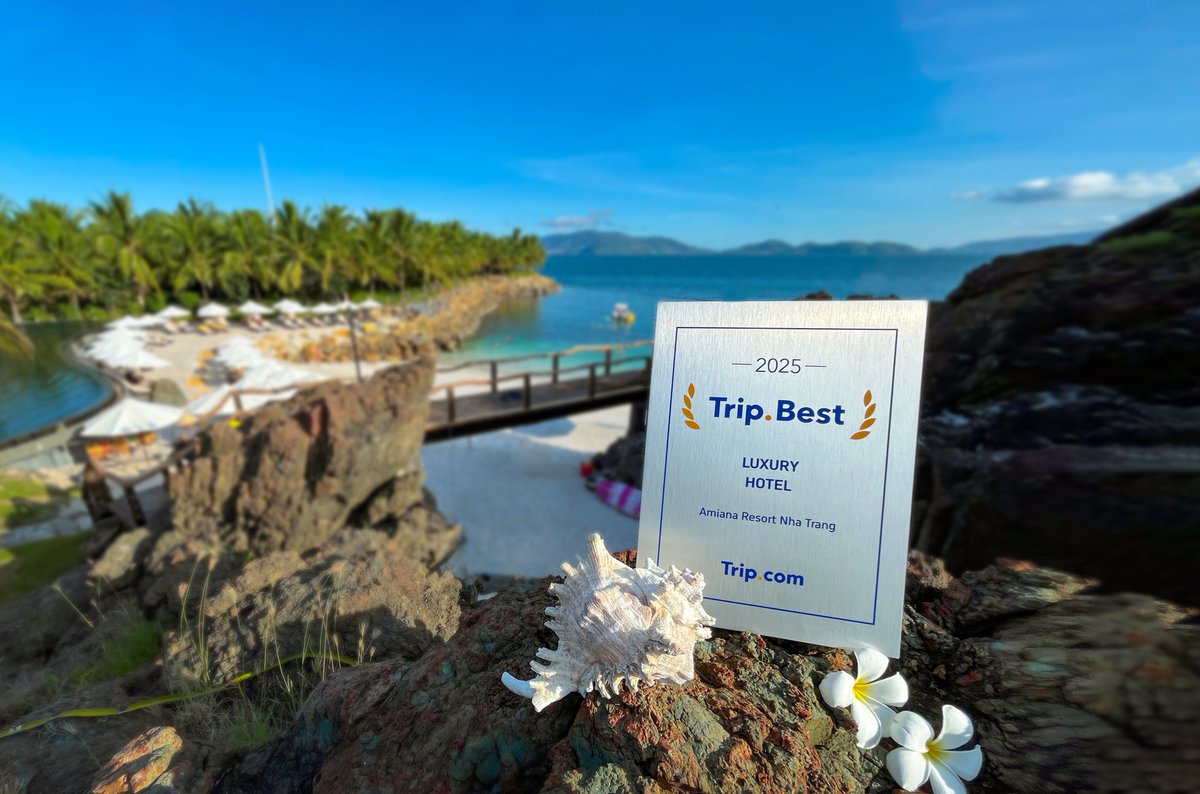 AMIANARESORT's tweet photo. We are proud to be recognized with the prestigious https://t.co/I6LVrH5EAM Award 2025 by https://t.co/2mhtjArVrL, honoring the world’s most outstanding hotels and resorts selected from over 100 million authentic guest reviews.

#Tripbest2025 #luxuryresort #nhatrang https://t.co/D4ZuNDALkR