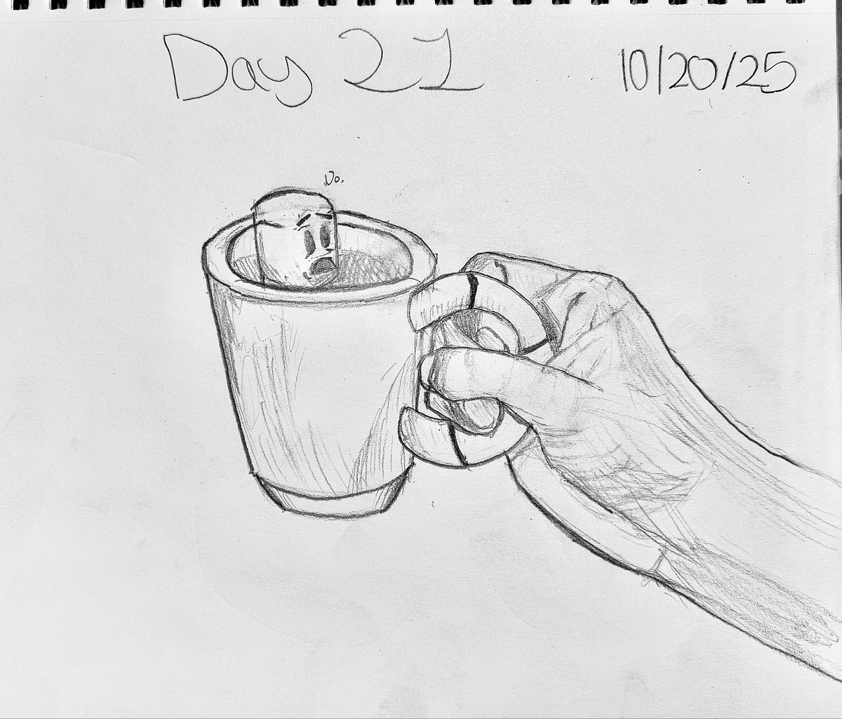 TheOfficialJcr's tweet image. Day 21 - Some good hot cocoa ☕️ 🤤
I attempted to draw my hand holding the mug which I don’t think it worked too well in my favor lol.
But this is my first attempt at drawing hands so I’m not gonna beat myself up too much.
#LearnToDrawIn30Days
#learninghowtodrawin30days