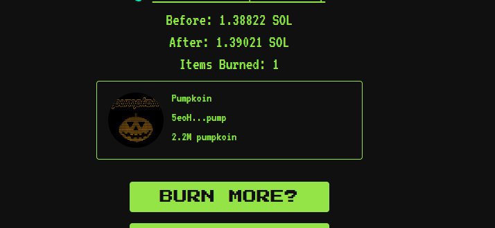 2nd Burn of the night $Pumpkoin