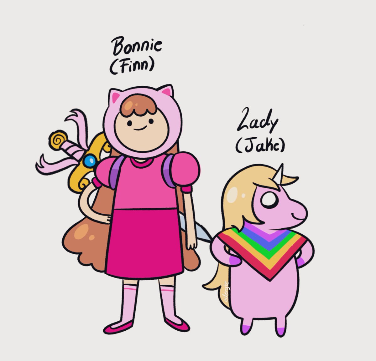 RT_2756's tweet image. Dumb swap AU: Lady &amp;amp; Bonnie #adventuretime