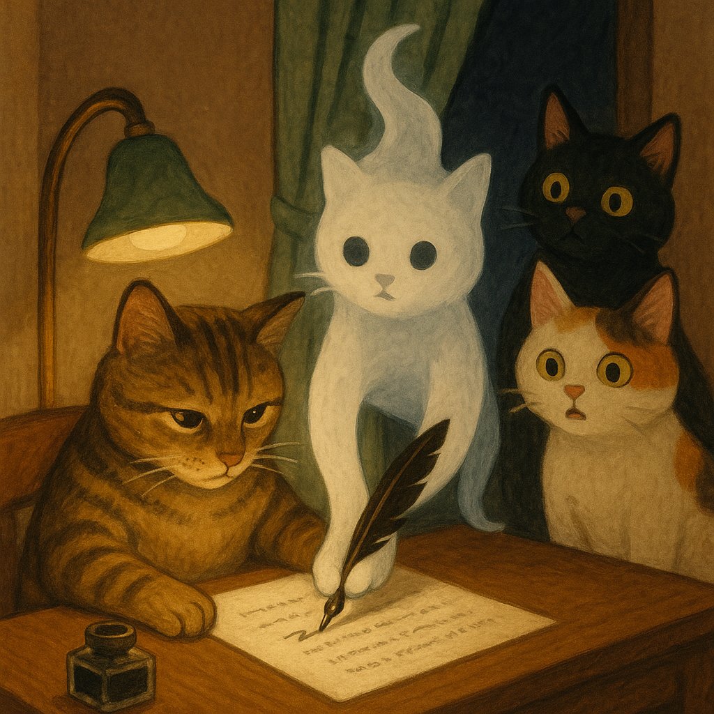 AIピクターズ今日のお題「ゴースト」
ゴーストライター
#Aipictors #AIイラスト︎ #AIart #ねこ #猫