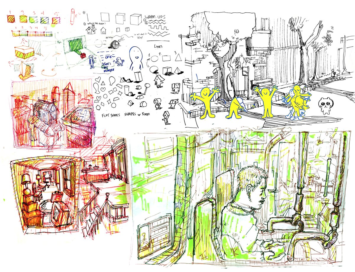 commute and lunchtime sketches