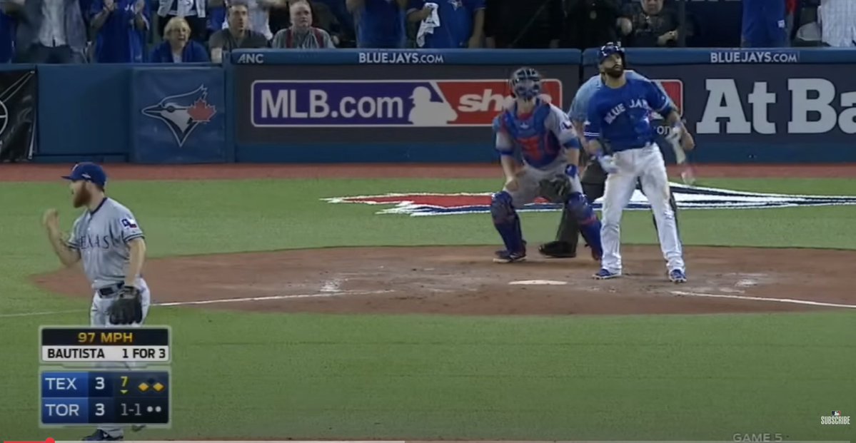 DannyVietti's tweet image. George Springer hit a 3-run HR on a 96-mph sinker in the bottom of the 7th to give the Blue Jays the lead in a winner-take-all game.
Jose Bautista hit a 3-run HR on a 97-mph sinker in the bottom of the 7th to give the Blue Jays the lead in a winner-take-all game.