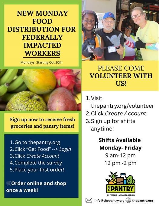 jilltokuda's tweet photo. Big Mahalo to The Pantry, Hawaii's only e-commerce food pantry, for supporting our federal workers &amp; their ohana.

So inspiring to volunteer today  &amp; fired up to get back to work &amp; get MORE money to food programs like this. 

Need help? Want to help? Reach out to them today! ♥️ https://t.co/uSxCBo0cwQ