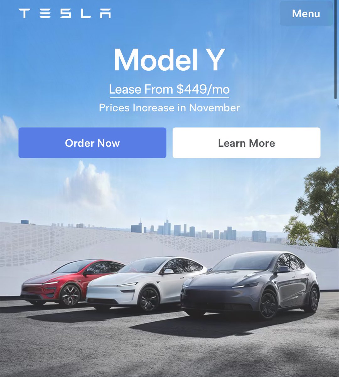 Tesla just slashed the lease prices on Model 3 and Model Y!

Model 3 starts at just $329 a month, Model Y starts at $449 a month. $0 down options are available as well. 

Prices go up in November.