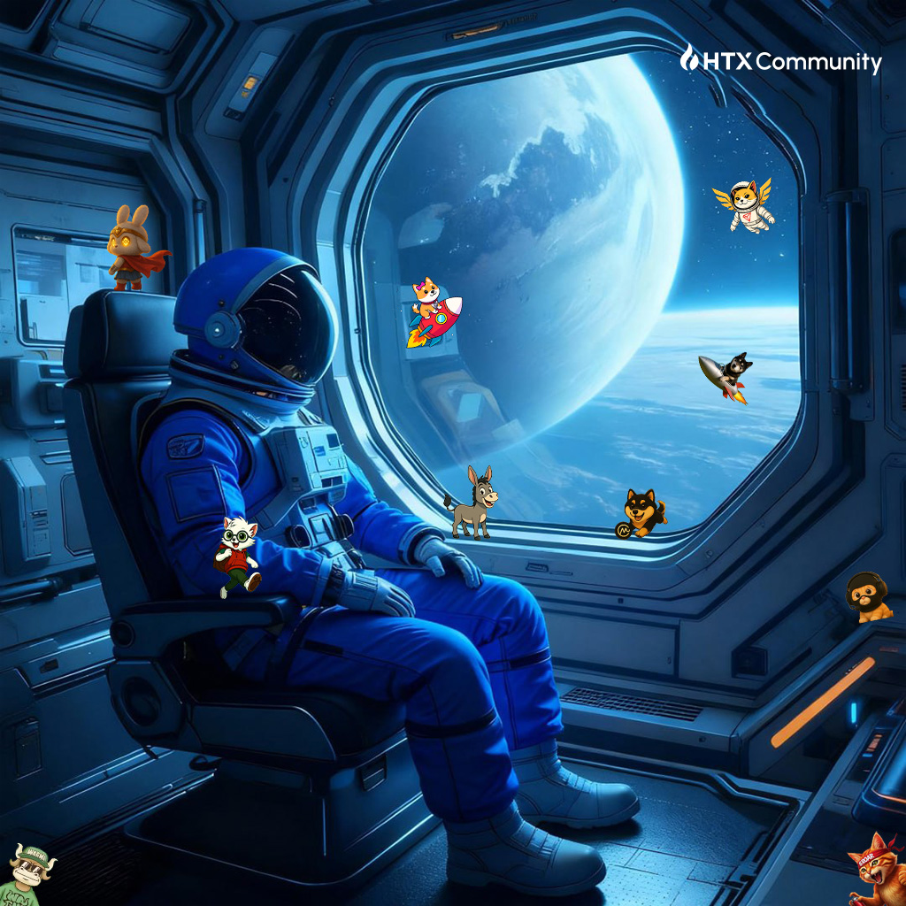 HTXCommunity's tweet image. GM astronauts 🧑‍🚀

The #memecoins are drifting in space again. 
Which one’s going interstellar next? 💫