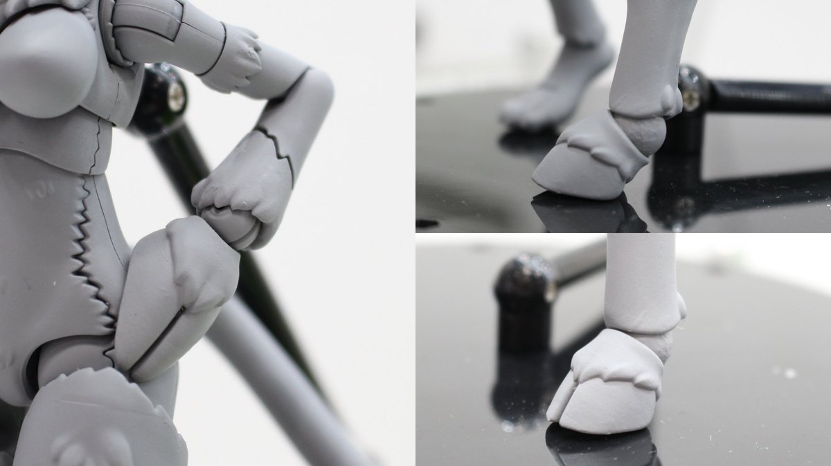 KEMOPLA_info's tweet image. 【#全日本模型ホビーショー2025 発表内容③】
今後のシリーズ展開の検討用原型も展示していました。
まずは多くの方が反応してくださった蹄🐐🐎🐄
偶蹄目・奇蹄目のケモノだって無視は出来ません!蹄の造形がうまくいけば、かなりラインナップの幅が広がるのではないでしょうか✨…
