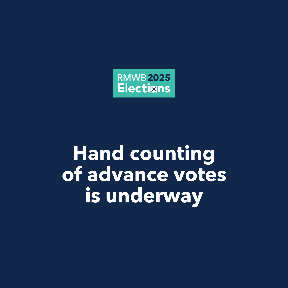 RMWoodBuffalo's tweet image. Counting of advance votes is underway with election workers hand counting each ballot as required under provincial legislation.  

If you are in line at a polling station, please STAY IN LINE so you can vote. 

Thank you everyone for your patience.

#YMM #RMWB