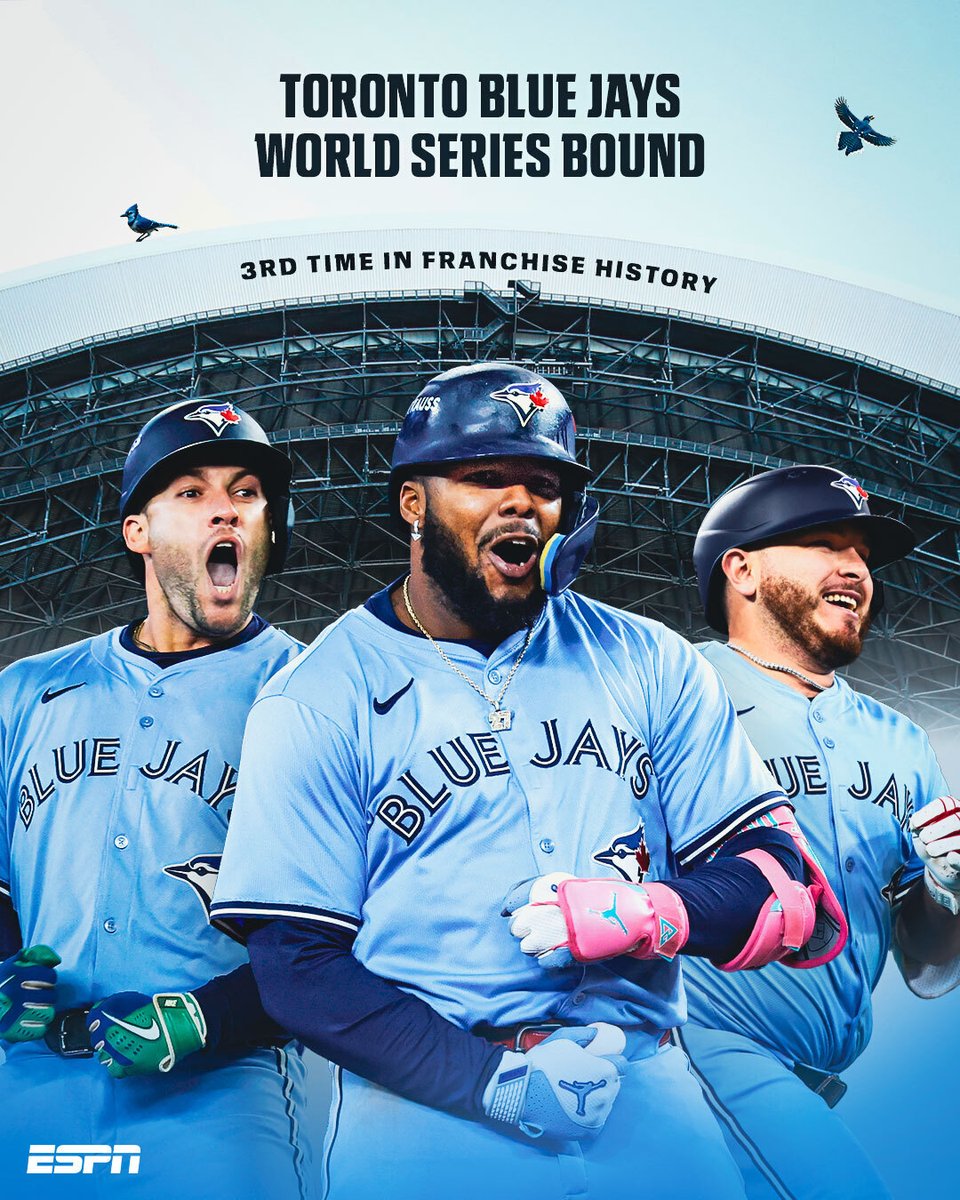 THE WORLD SERIES IS HEADED NORTH OF THE BORDER!

For the first time in 32 years, the Toronto Blue Jays are off to the Fall Classic! 🙌