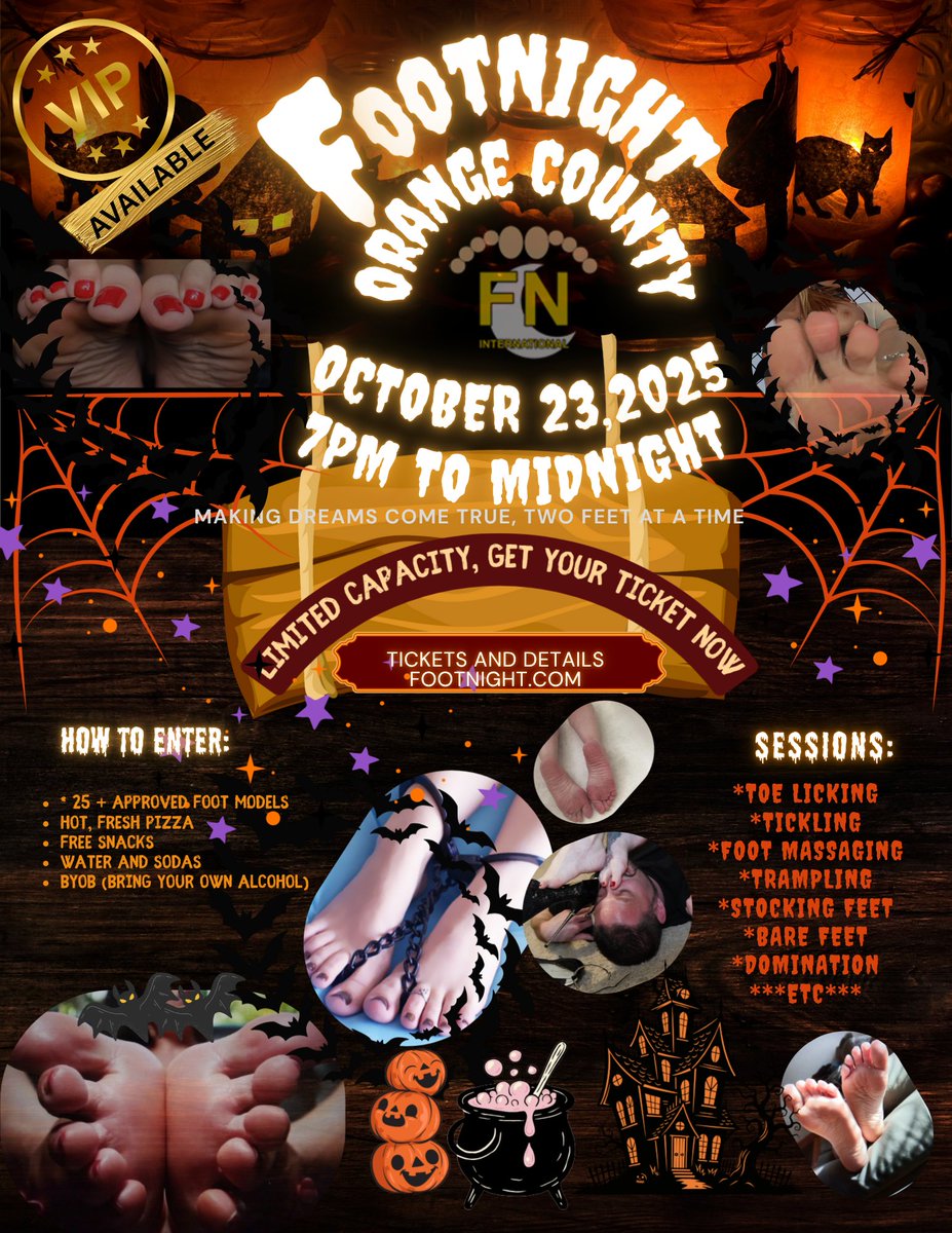 ORANGE COUNTY #FEET   Oct 23, 2025 7pm to Midnight DON'T MISS OUT!  
simpletix.com/e/footnight-oc…