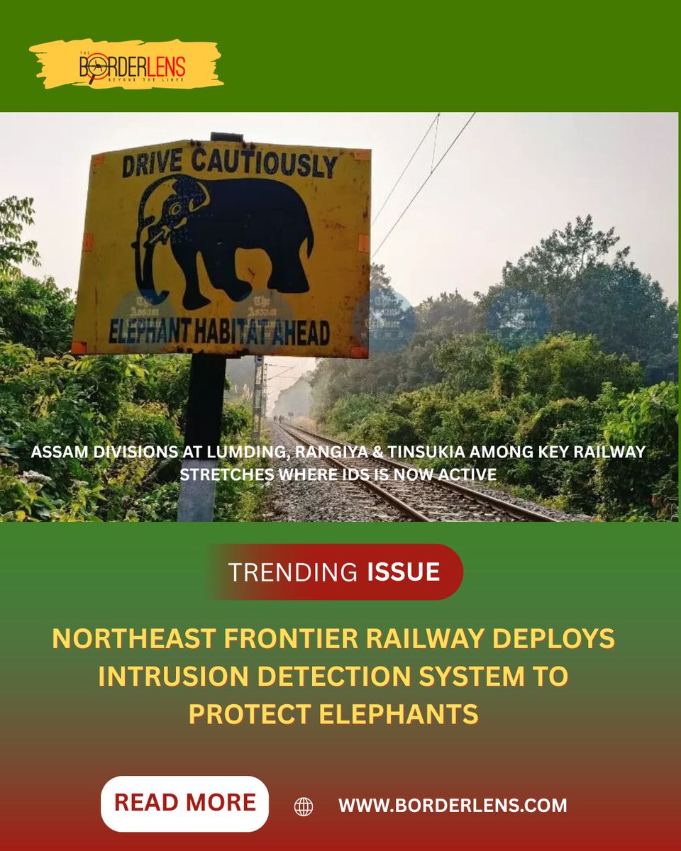 theborderlens's tweet image. 🐘🚆 Northeast Frontier Railway deploys Intrusion Detection System using optical fibre tech to protect elephants near railway tracks.
📍Pilot zones in Assam &amp;amp; N Bengal
✅ 64 km covered
🎯 Full rollout by April 2026
A blend of innovation &amp;amp; compassion! 🌿
#NFR #ElephantProtection…