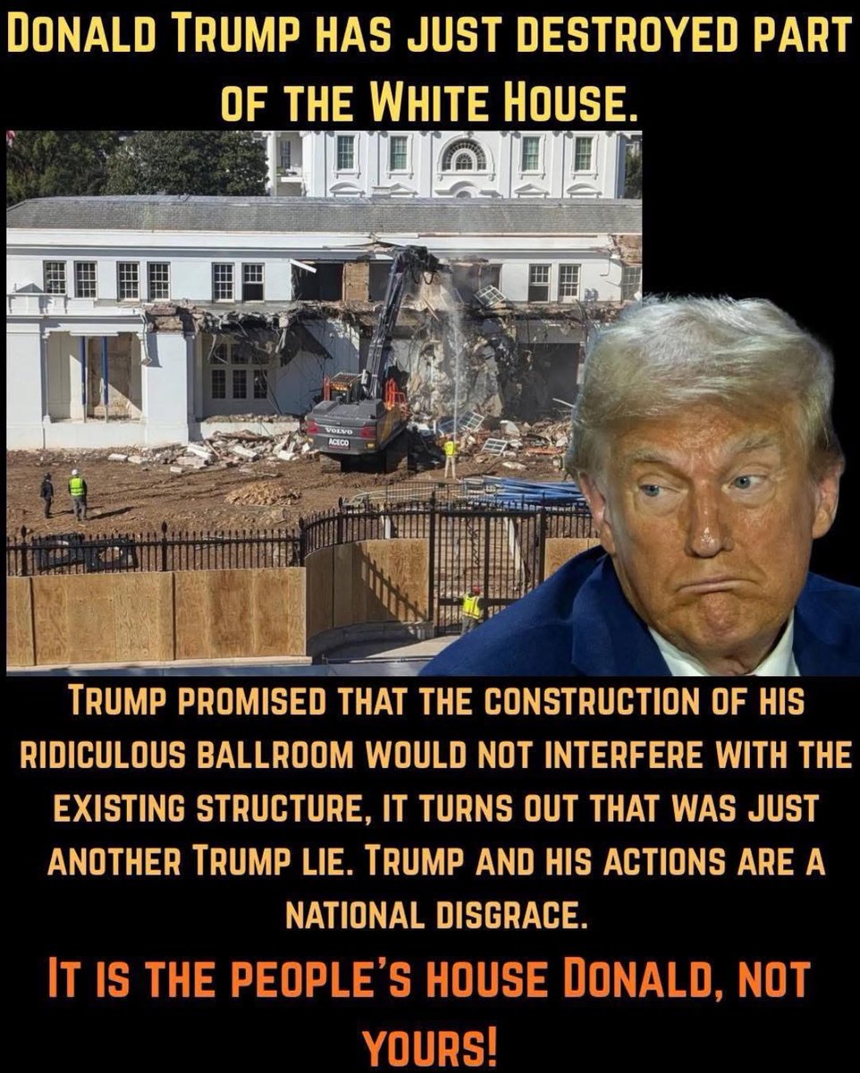 Annie (@anniefortruth) on Twitter photo Trump LIED to you again. Today he destroyed the East Wing of the White House to put up a $250 million gawdy, gold ballroom. 😡 Trump LIED to you again. Today he destroyed the East Wing of the White House to put up a $250 million gawdy, gold ballroom. 😡