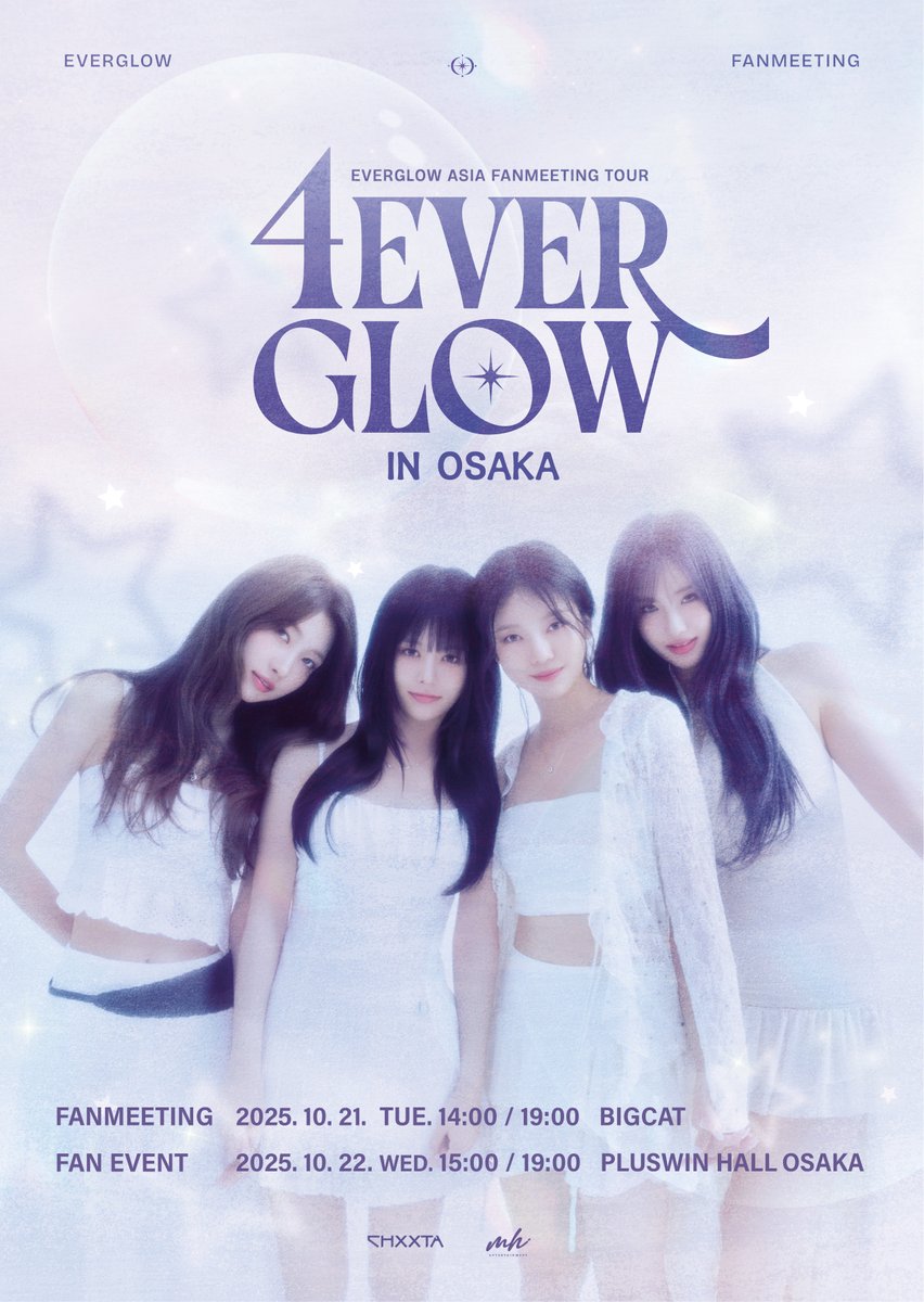 bigcat_tweet's tweet image. 【📣本日の公演📣】
EVERGLOW ASIA FANMEETING TOUR:
4EVERGLOW IN OSAKA
EVERGLOW
①開場 13:30 / 開演 14:00
②開場 18:30 / 開演 19:00
🪻当日券あり🪻
各開場後、入口受付にて販売予定です!
入場時ドリンク代¥600別途要(現金のみ)
@everglow_offcl
#EVERGLOW
#BIGCAT大阪