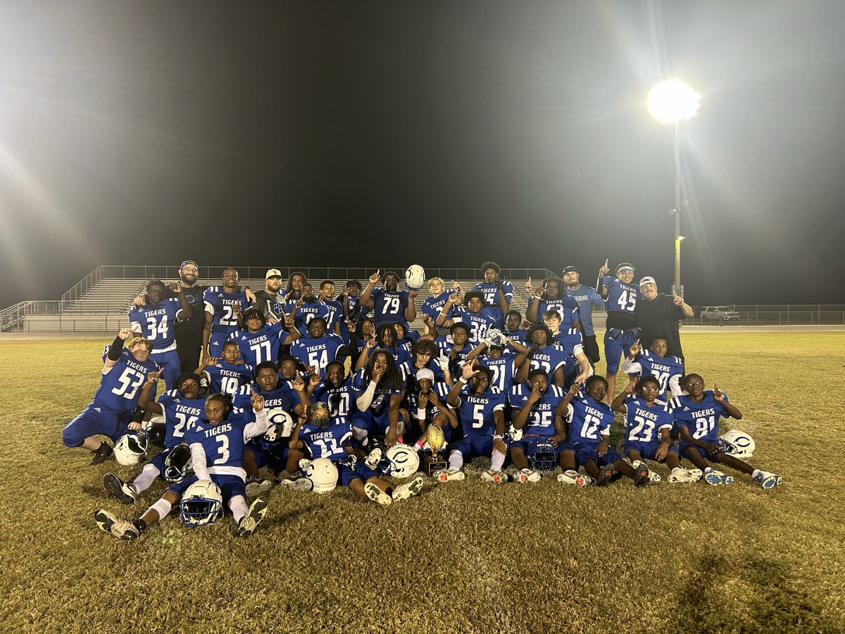Your 2025 Talladega County Champions!  Defeated Winterboro tonight 20-12.  The future is bright for these young Tigers! #TigerStyle