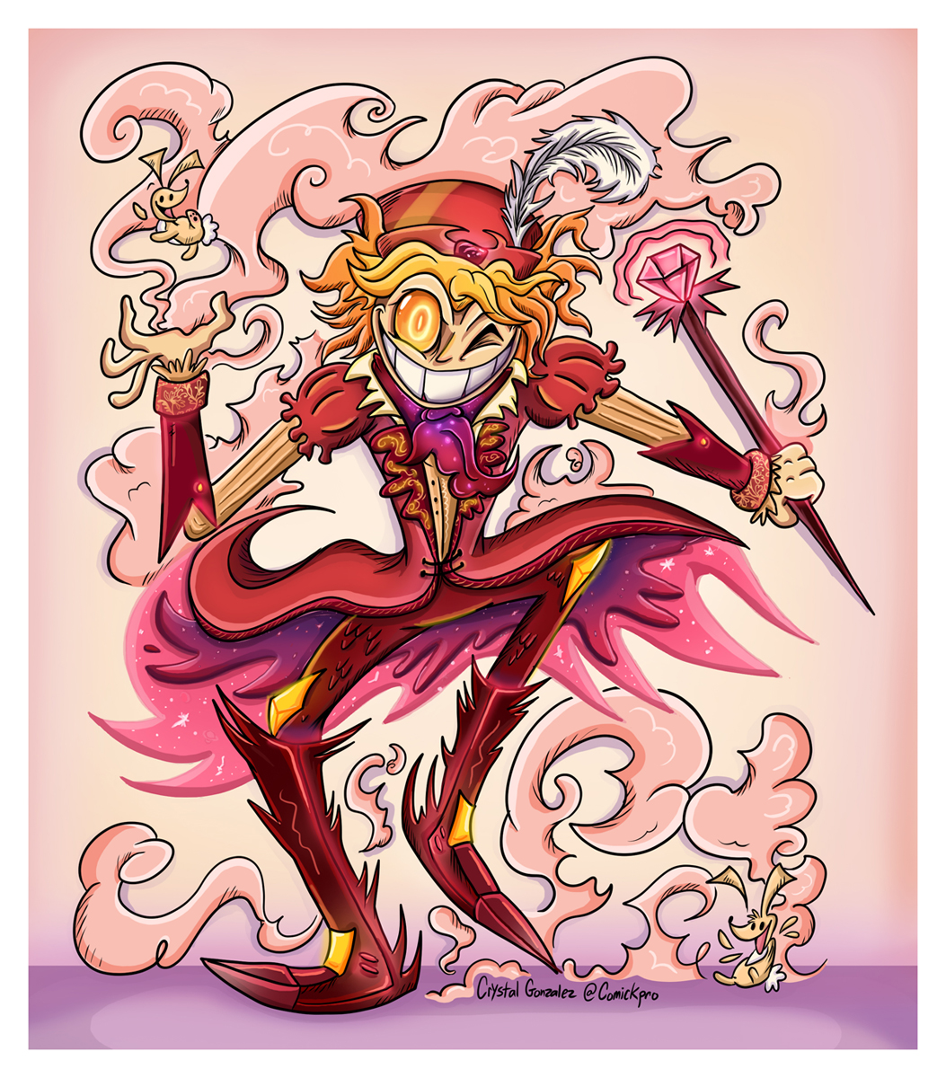Comickpro's tweet image. A commission piece for Artikyuu on DA. They requested a drawing of their character Yellow, a dream-eating Illusionist. They are blind, can conjure and manipulate reality with smoke, and can speak to you telepathically. Had lots of fun coloring this one!