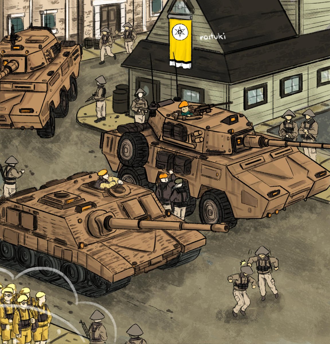 choitukaee's tweet photo. quad repost time again. sorry haha I've been busy buutt new stuff soon. #sketcho #airfortress combat vehicles
Kambrian Tanks, Shirudan armor, UKNG jeep, South Arcean APC https://t.co/QSZzQKAAkp