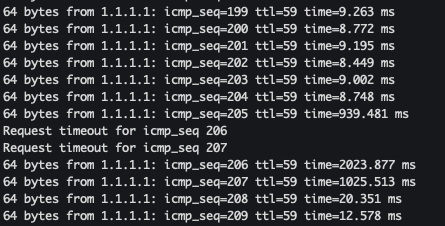 hakluke's tweet image. I just solved the strangest tech problem I've ever come across.
My wifi kept dropping packets, confirmed by ping. It would look something like the first image (packets dropping, then it comes back to life). After a while the connection would just stop working completely and drop…