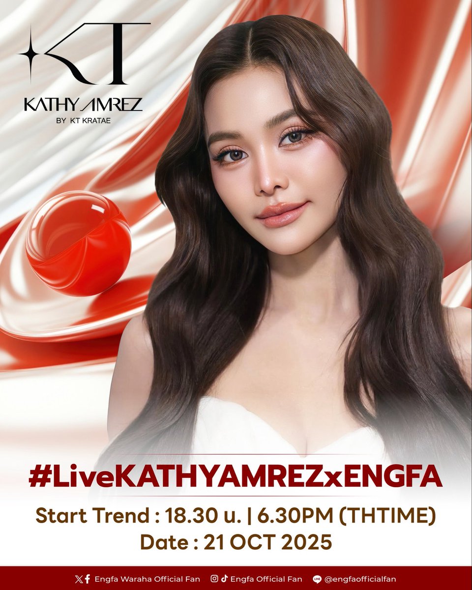 engfadom's tweet image. 📣 วันนี้! เตรียมพบกับ EXCLUSIVE  LIVE  “Engfa Waraha”  With KATHY พร้อมเปิดตัวสินค้าใหม่ Kathy Skin ที่นี่ที่แรก!🌟

📆 วันที่ 21 ตุลาคม 2568
⏰ เวลา 19.00 น. 
🎥 Live Tiktok : KT_KRATAE8

📉 ร่วมกันเทรนด์ผ่านแฮชแท็ก
#.LiveKATHYAMREZxENGFA
Start Trend : 18.30 น. | 6.30PM…