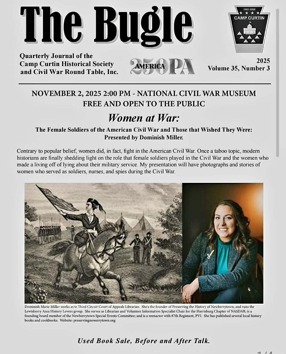 NewberryHistory's tweet photo. DJ Khaled voice: *Another One!*

November 2nd • 2PM • The National Civil War Museum • Women At War • Free &amp; open to the public https://t.co/jGOTin2eHn