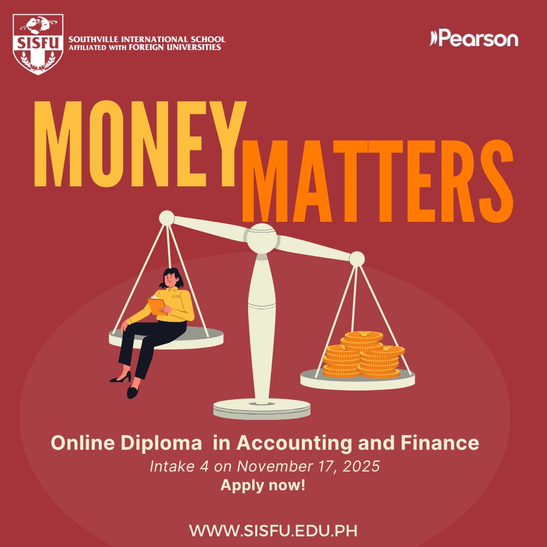 Own the numbers and master finances wisely. Earn an online UK BTEC Higher National Diploma in Accounting and Finance from Pearson.

Enrollment is ongoing! Our next intake is on November 17, 2025. Apply today!

#BeGlobalBeAmazingBeSISFU